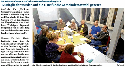 Bammentaler Gaiberger Wiesenbacher Woche  Nr. 12, 20.03.2019